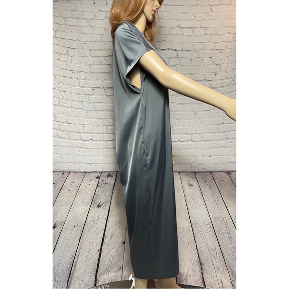 NWT New $232 Skills & Genes Grey Satin Midi Dress Size 6 - Picture 4 of 12